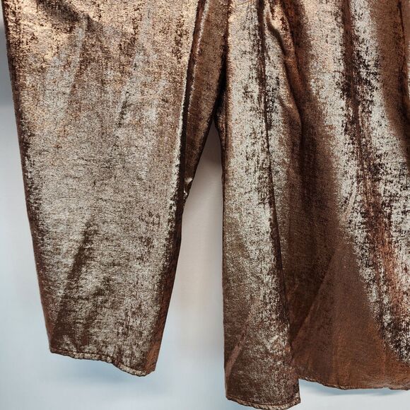 Future Collective Metallic Blouse Size 2X Puff Shoulder Futuristic Holiday Glam - Picture 6 of 15